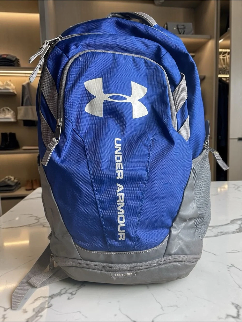 Under Armour Blue and Gray Backpack with White Logo